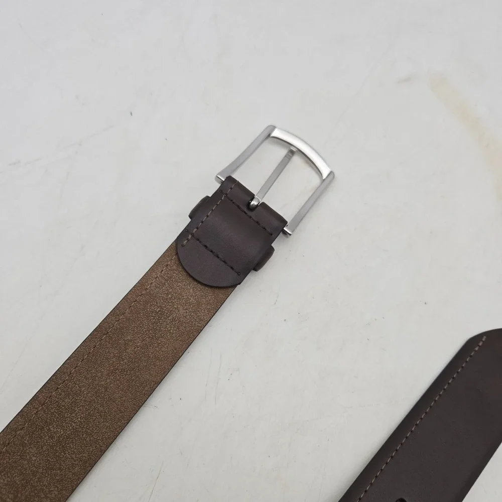 Structure Belt Brown Leather Dress Mens 36 Nickel Buckle NWOT